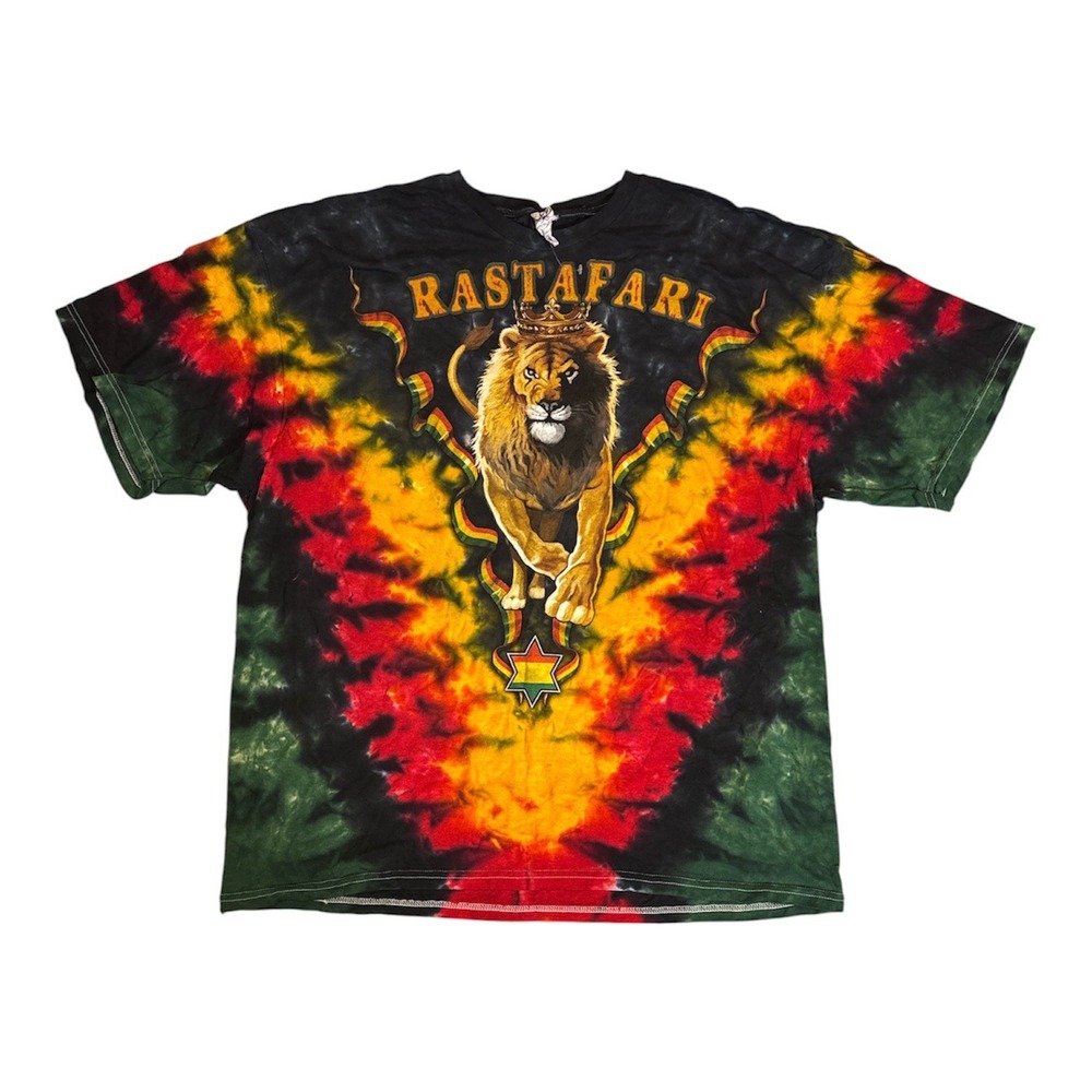 Rastafari Tye Dye shirt Lion Crown Hippy Boho Band 2XL (C7)